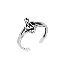 925 Sterling Silver Treble Clef Music Note Toe Ring
