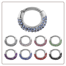 **BLOW OUT SALE**  316L Surgical Steel Septum Clicker Helix Nose Ring Hoop CZ 1/4" 6mm 14G