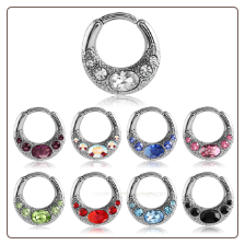 **BLOW OUT SALE**  316L Surgical Steel Septum Clicker Helix Nose Ring Hoop CZ Ring 14G 16G