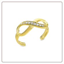 14KT Solid Yellow Gold Infinity CZ Toe Ring