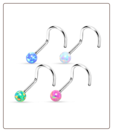 4 Pack 316L Surgical Steel Nose Screw Stud Ring 2mm Faux Opal - Choose Your Gauge