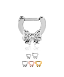 **BLOW OUT SALE** 316L Surgical Steel Hinged Septum Clicker Bow - Choose Your Color, Size & Gauge