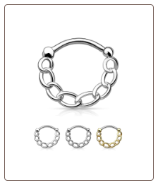 **BLOW OUT SALE**  Surgical Steel/Brass Septum Clicker Helix Nose Ring Hoop Chain 16G