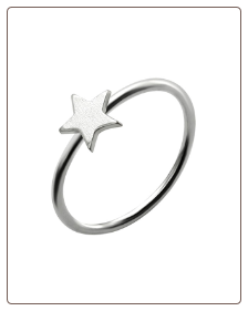 925 Sterling Silver Nose Ring Hoop, Helix, Tragus, Daith, Ear Cartilage Star 9/32" - 7mm 22G