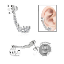 **BLOW OUT SALE** 316L Surgical Steel Dangle Earring Cuff Cartilage Jewelry Apple CZ 20G