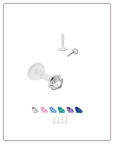 Bioflex Labret Style Push Pin Nose Stud or Nose Screw 2mm Round 18G 16G