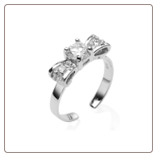 925 Sterling Silver Toe Ring Bow Solitaire