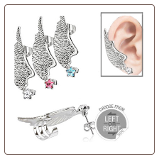 **BLOW OUT SALE** 316L Surgical Steel Dangle Earring Cuff Cartilage Jewelry Wing with Star CZ 20G