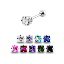 **BLOW OUT SALE** 316L Surgical Steel Ear Cartilage Ring Helix Tragus Piercing 6mm Square 17G