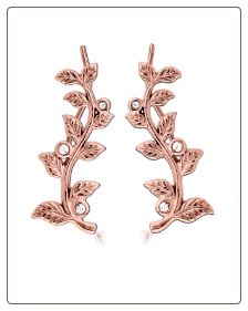 Rose Gold PVD Plated 316L Surgical Steel Dangle Ear Vine Pin Wire Stem Leaves 20G