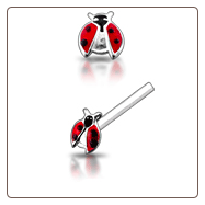 925 Sterling Silver Nose Studs Pins Straight or L Bend Lady Bug Open Wing