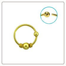 Nose Ring 18KT Gold Plated Hoop Ball Wire 3/8" 8.8mm 22G