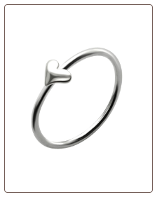 925 Sterling Silver Nose Ring Hoop, Helix, Tragus, Daith, Ear Cartilage Heart 9/32" - 7mm 22G