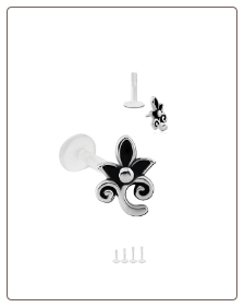 Bioflex Labret Style Push Pin Nose Stud or Nose Screw Flower 18G