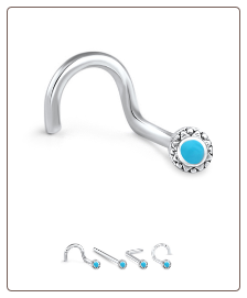 316L Surgical Steel Nose Stud Turquoise Sun 20G