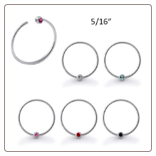 **BLOW OUT SALE** Nose Ring Hoop 925 Sterling Silver 5/16" Choose Your Color 20G