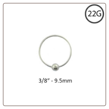 Nose Ring Hoop 925 Sterling Silver 3/8" - 9.5mm 22G
