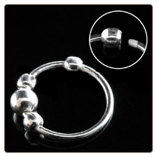 925 Sterling Silver Nose Ring Hoop 5/16 3 Ball Design 22G