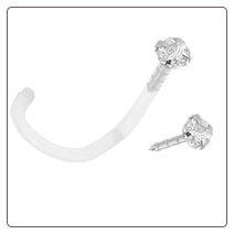 14KT White Gold Bioflex Nose Screw 2mm CZ 18G 14KT White Gold Bioflex Nose Screw 2mm CZ 18G