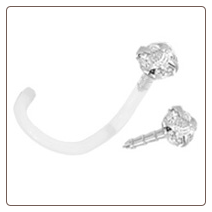 14KT White Gold BioFlex Nose Screw 3mm CZ 18G 14KT White Gold BioFlex Nose Screw 3mm CZ 18G