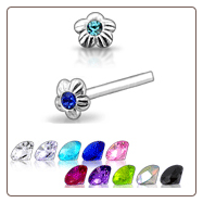 **BLOW OUT SALE** 925 Sterling Silver Nose Studs Pins Straight or L Bend Flower Gem