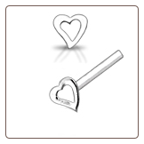 **BLOW OUT SALE**  925 Sterling Silver Nose Stud Straight or L Bend Silver Hollow Heart