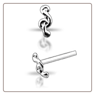 925 Sterling Silver Nose Stud Straight or L Bend Silver Music Note
