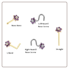Custom Design Your AMETHYST PURPLE Flower Nose Ring Stud