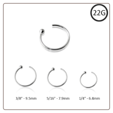 Open Nose Ring Hoop 925 Sterling Silver Choose Your Size 22G