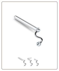 925 Sterling Silver Nose Ring Stud Clear Twist - Choose Your Style 22G