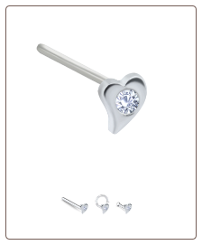 925 Sterling Silver Nose Ring Stud Heart - Choose Your Style 22G