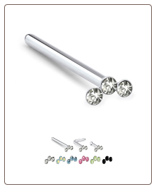 925 Sterling Silver Nose Stud Ring Triple CZ- Choose Your Color & Style 22G