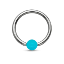 **BLOW OUT** 316L Surgical Steel or Titanium Captive Bead Nose Ring Hoop CBR Faux Turquoise Ball Choose Your Size