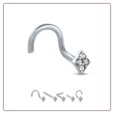 316L Surgical Steel Nose Stud Ring Diamond Cluster 20G