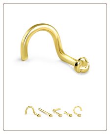 14K Solid Yellow Gold Nose Stud Rope - Choose Your Style