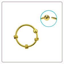 Nose Ring 18KT Gold Plated Hoop 3 Wire 3/8" 8.8mm 22G