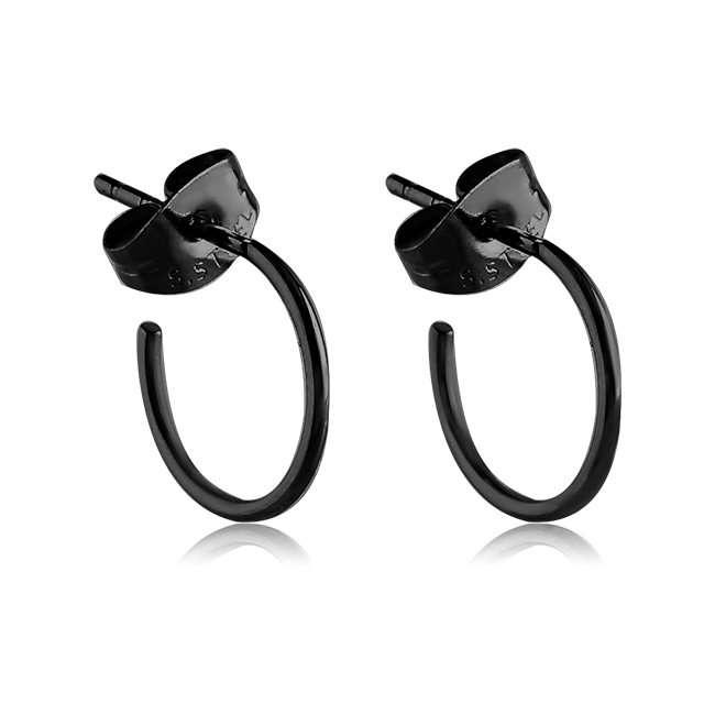 Black PVD Coated 316L Surgical Steel Hoop Earrings