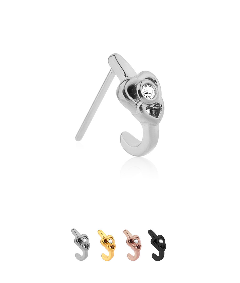 316L Surgical Steel Nose Hugger Single CZ Stud Ring - Choose Your Style ...