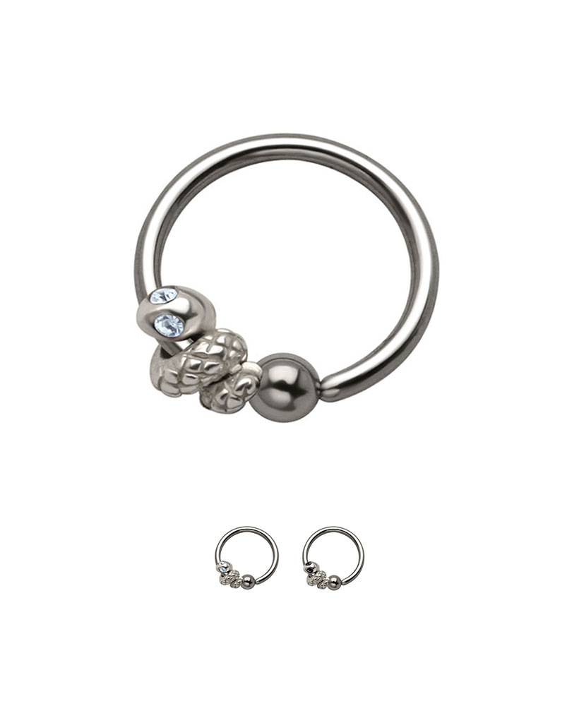 316L Surgical Steel or Titanium Snake Captive Bead Charm Nose Ring ...