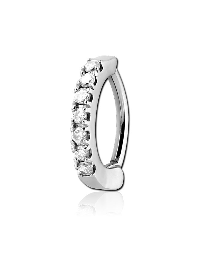 316L Surgical Steel Nose Bone Ring 1.5mm Small Micro CZ Bezel thin 22 Gauge 22G