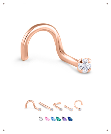 Rose Gold Nose Jewelry 1.5mm Round CZ -Choose Your Style