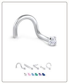White Gold Nose Jewelry 1.5mm Round CZ -Choose Your Style