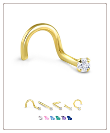 Yellow Gold Nose Jewelry 1.5mm Round CZ -Choose Your Style