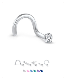 White Gold Nose Jewelry 1.5mm Square CZ -Choose Your Style