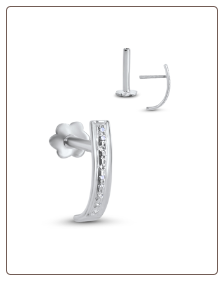 14KT White Gold Labret Style Nose Stud Genuine Diamonds 16G 14KT White Gold Labret Style Nose Stud Genuine Diamonds 16G