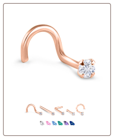 Rose Gold Nose Jewelry 2.5mm Round CZ -Choose Your Style