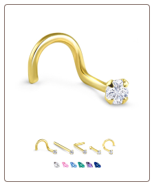 Yellow Gold Nose Jewelry 2.5mm Round CZ -Choose Your Style