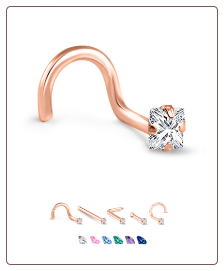 Rose Gold Nose Jewelry 2.5mm Square CZ -Choose Your Style