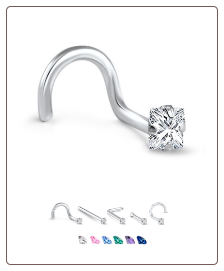 White Gold Nose Jewelry 3mm Square CZ -Choose Your Style