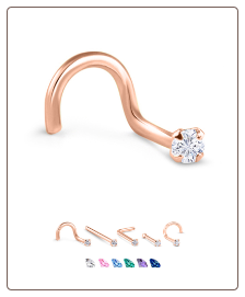 Rose Gold Nose Jewelry 2mm Round CZ -Choose Your Style
